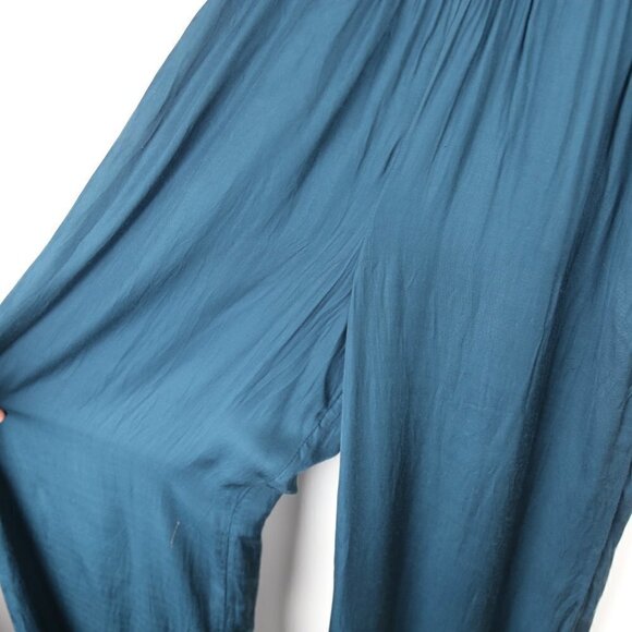 Tularosa Whitley Teal Satin Short Sleeve Flowy Wide Leg Jumpsuit Size XS - Picture 6 of 12